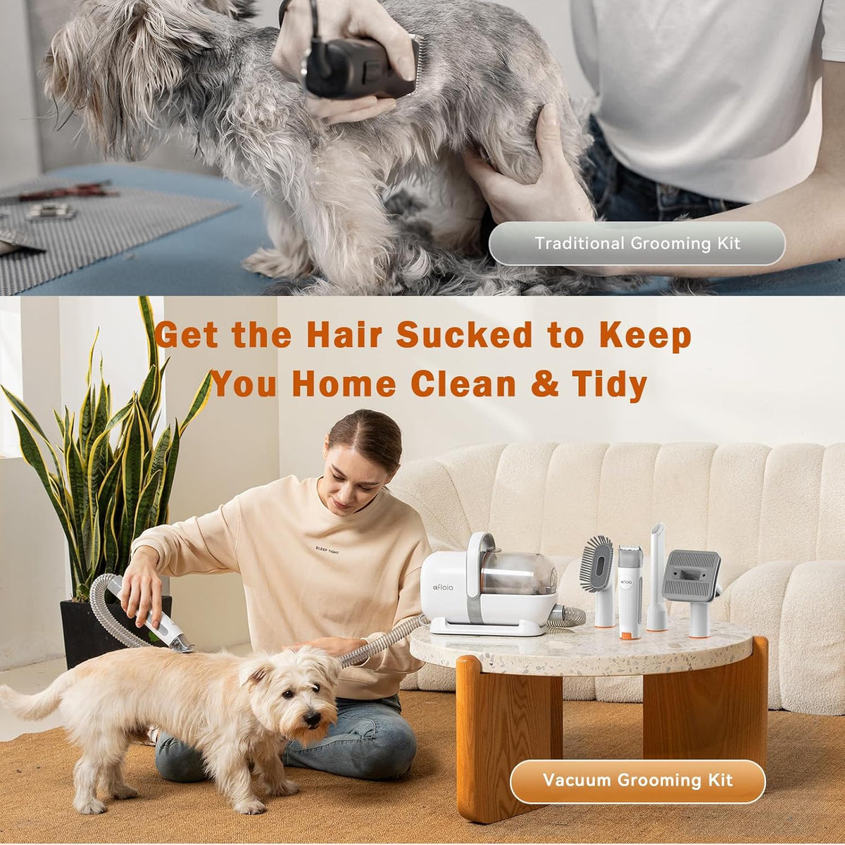 Kakipi six in one pet grooming kit with interchangeable combs and filters