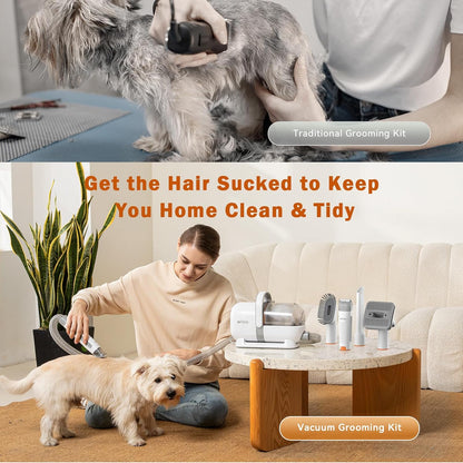 Kakipi six in one pet grooming kit with interchangeable combs and filters