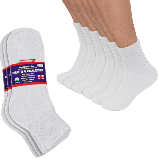 Diamond Star Diabetic Ankle Socks front view showing non-binding top.