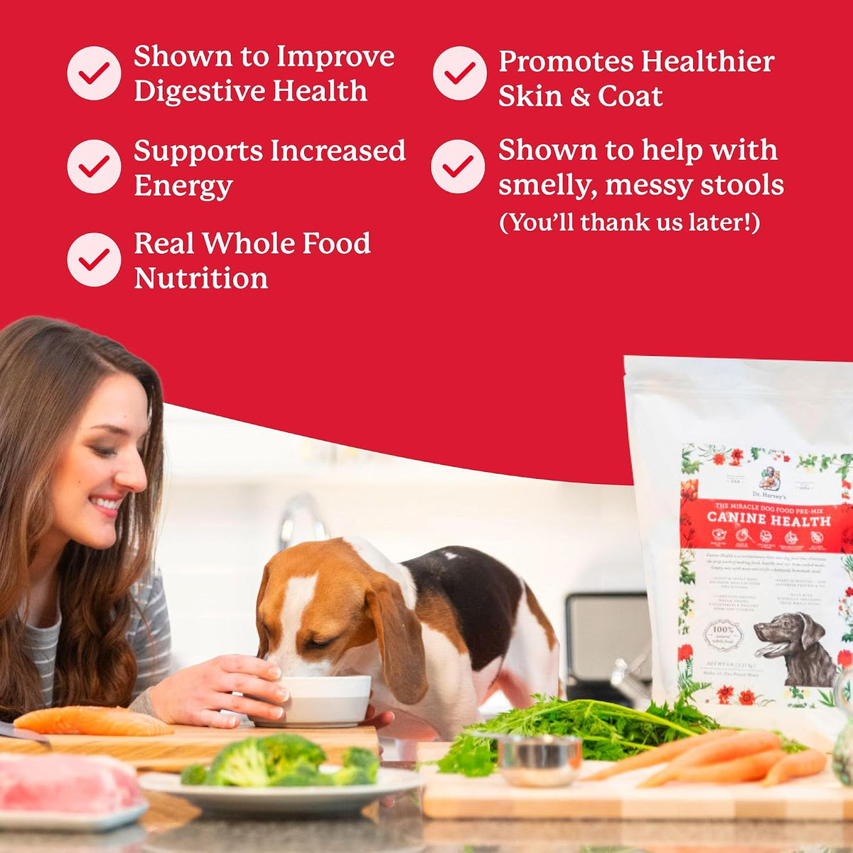 Dr. Harvey's Canine Health dog food 10 pound bag side profile