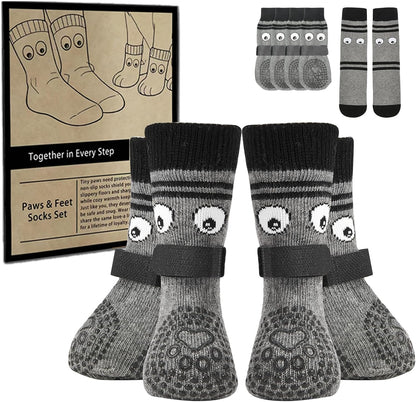 Non-Slip Dog Socks & Owner Sock Set- Extra-Grip, Paw Protection for Senior & Active Dogs(Blue,XL) - Image 10