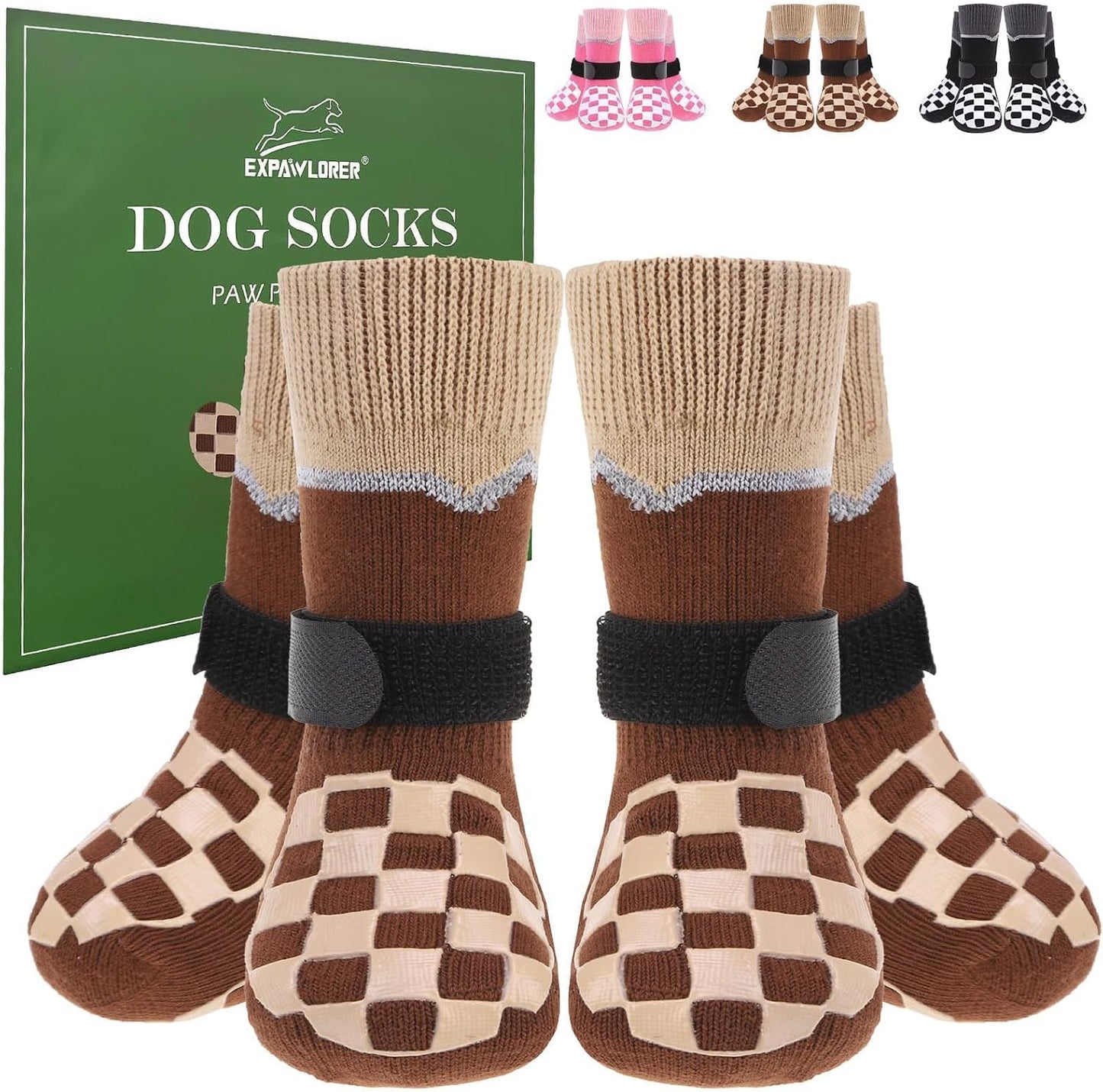 EXPAWLORER Dog Socks to Prevent Licking Paws with Grippers for Hot Pavement & Hardwood Floors Anti Slip, Reflective Dog Shoes Booties Boots & Paw Protectors with for Small Medium Large Senior Dogs XS - Image 10