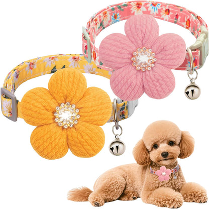 Small Dog Collar with Flower, Spring Dog Collar for Girl Dog Collars for Small Dogs Cute Dog Collar with Bell, Adjustable Length - Image 15