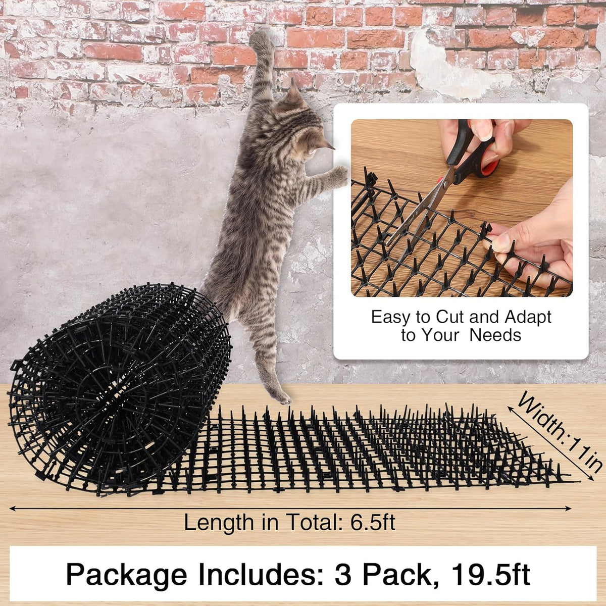 Three pack of Abbylike cat deterrent mats rolled up