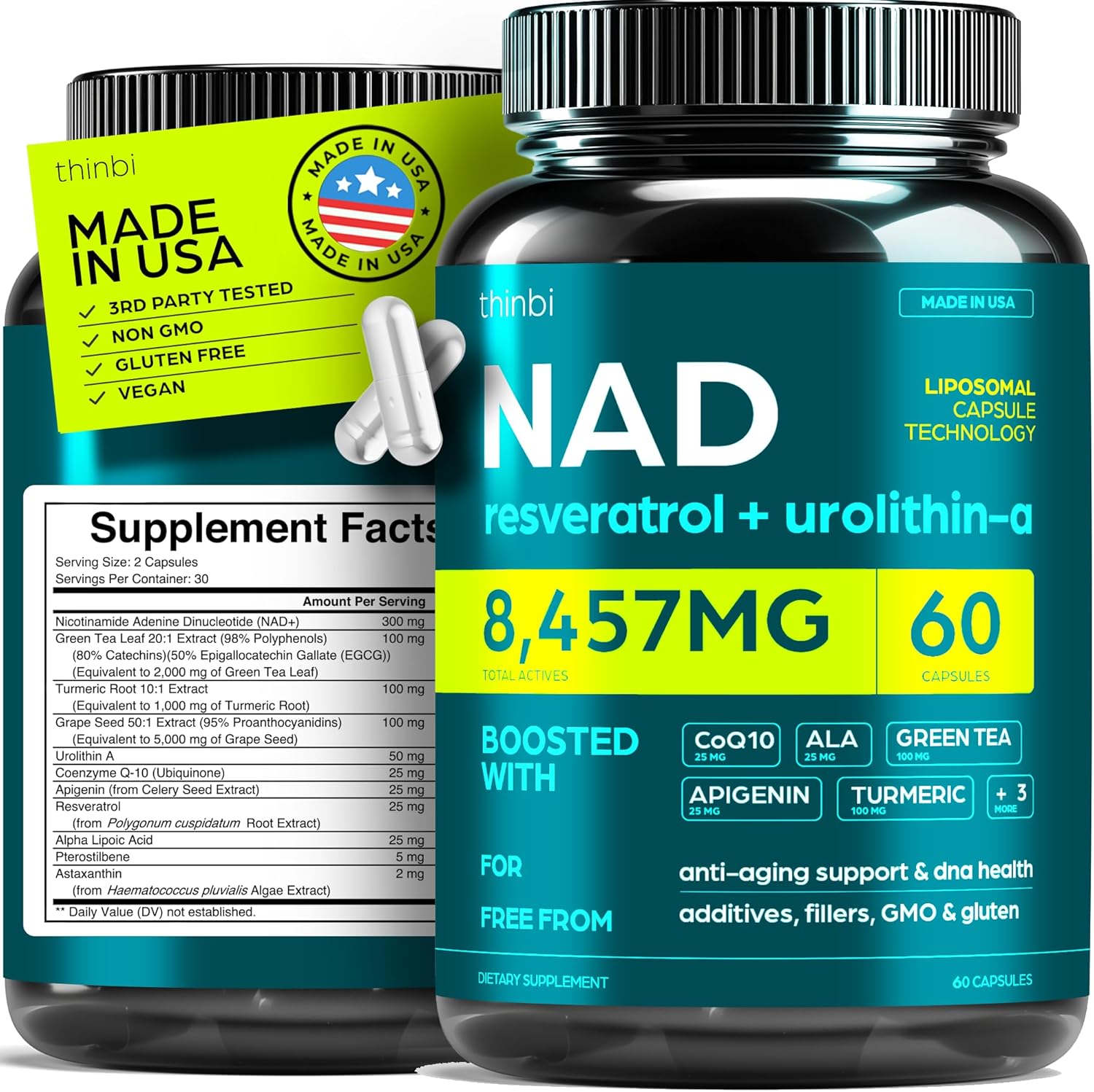 Artnaturals NAD Supplement liposomal green tea front view