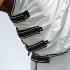 Extended tail flap and rear leg strap design on the silver gray Equinavia protective sheet.
