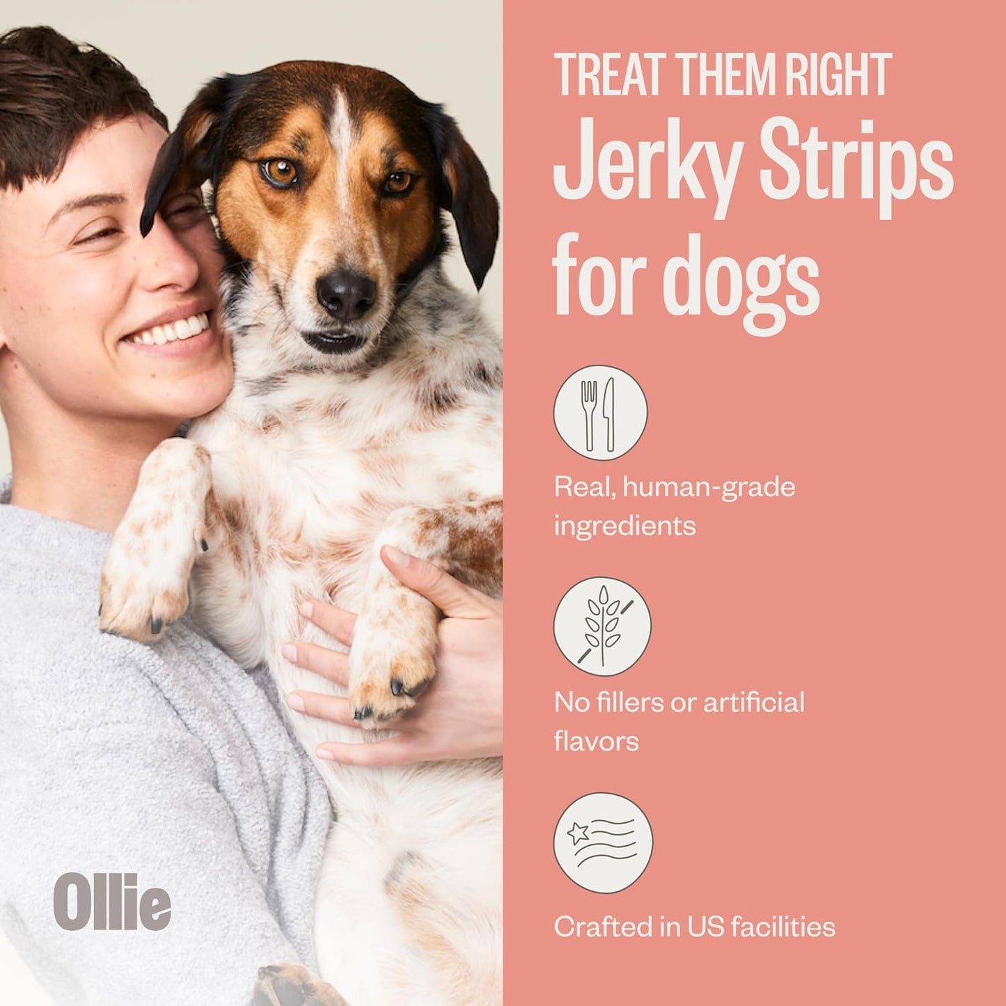 Ollie human grade dog jerky ingredients label