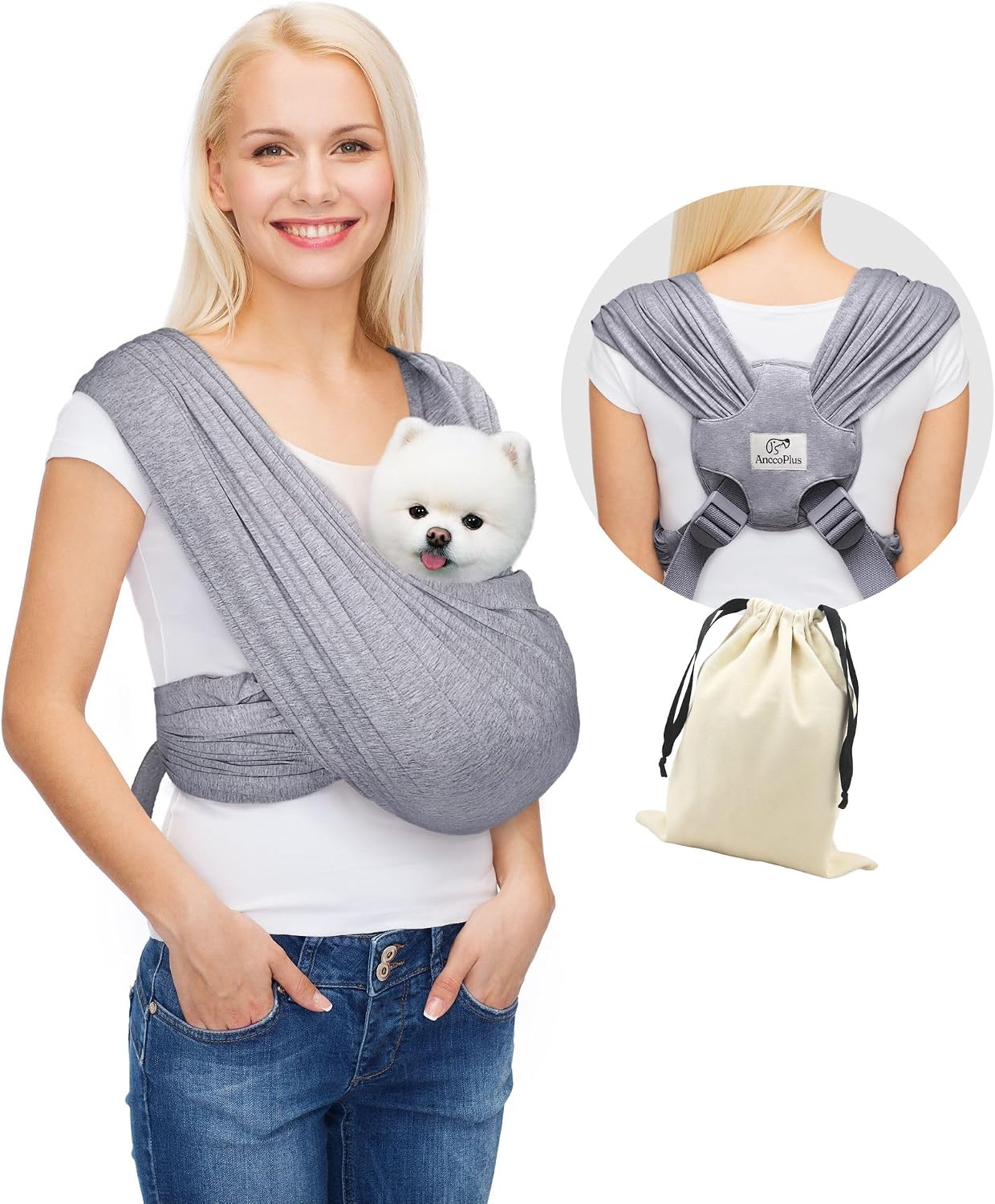 AnccoPlus Dog Carriers for Small Dogs, Front Facing Cat Carrier, Hands Free Dog Carrier, Size Adjustable Pet Carrier, Reducing Back Pain, Soft Cotton, Safe Small Dog Carrier(Regular, Charcoal Black) - Image 12