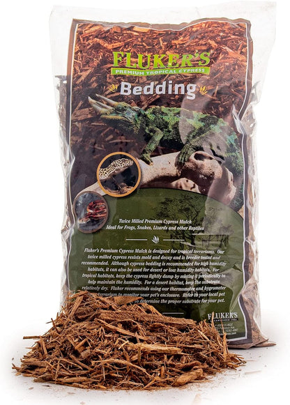 Fluker's Premium Tropical Cypress Bedding front package view for reptile habitats