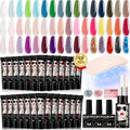 Morovan poly gel nail kit front view showcasing 48 colors box and lamp