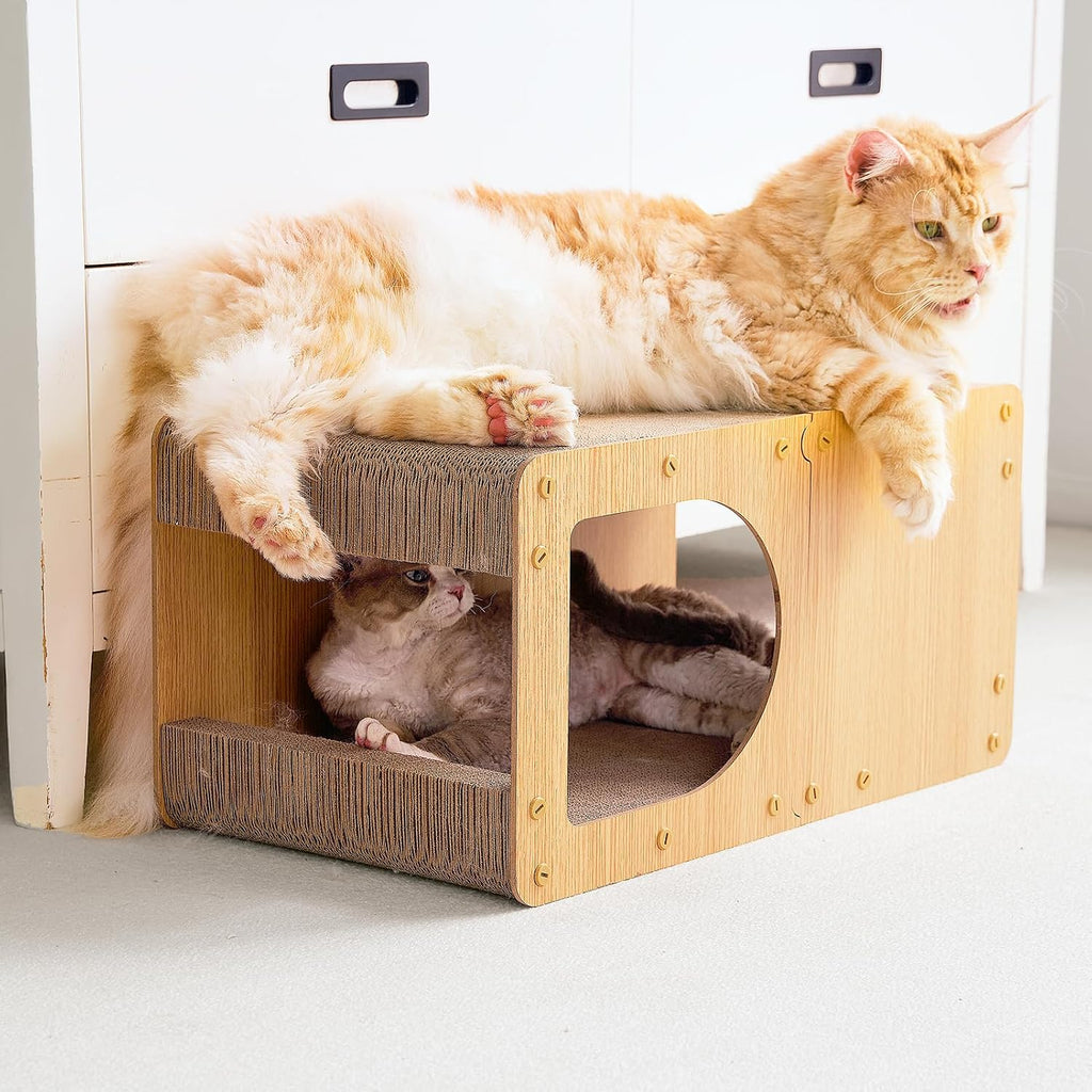 EHEYCIGA Cardboard Cat Scratcher House, 23-Inch Corrugated Cat Scratcher for Indoor Cats, Extra Large Scratching Board Pad, Brown - Image 9