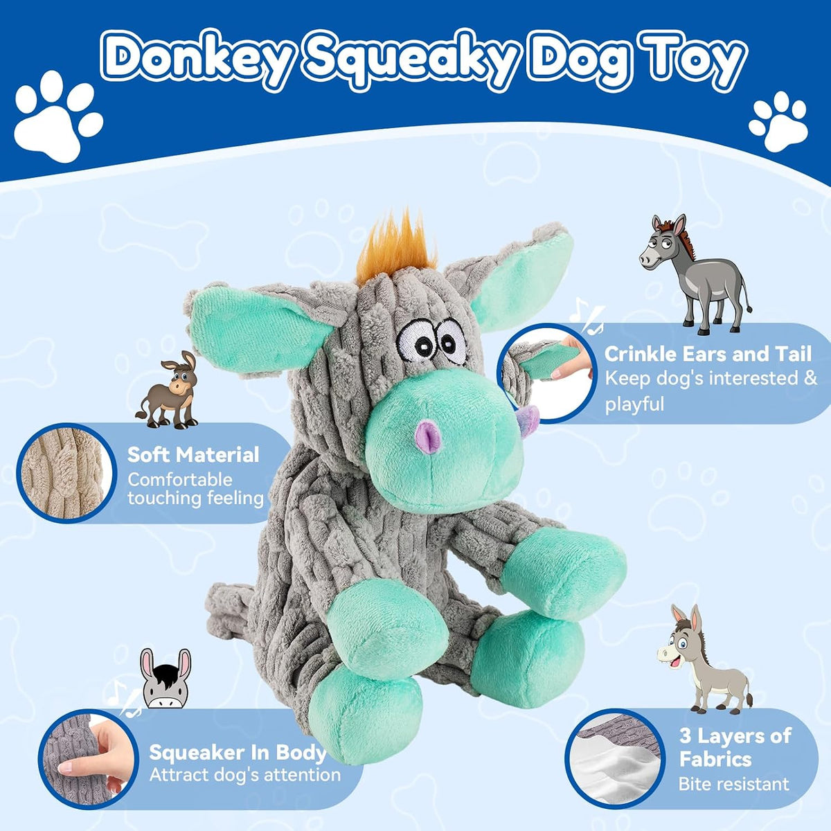 Loncoldy plush chew toy with textured fabric