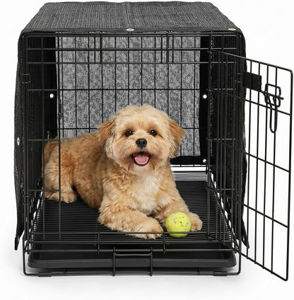 Royal Shade black dog kennel shade cover front view protecting a pet enclosure