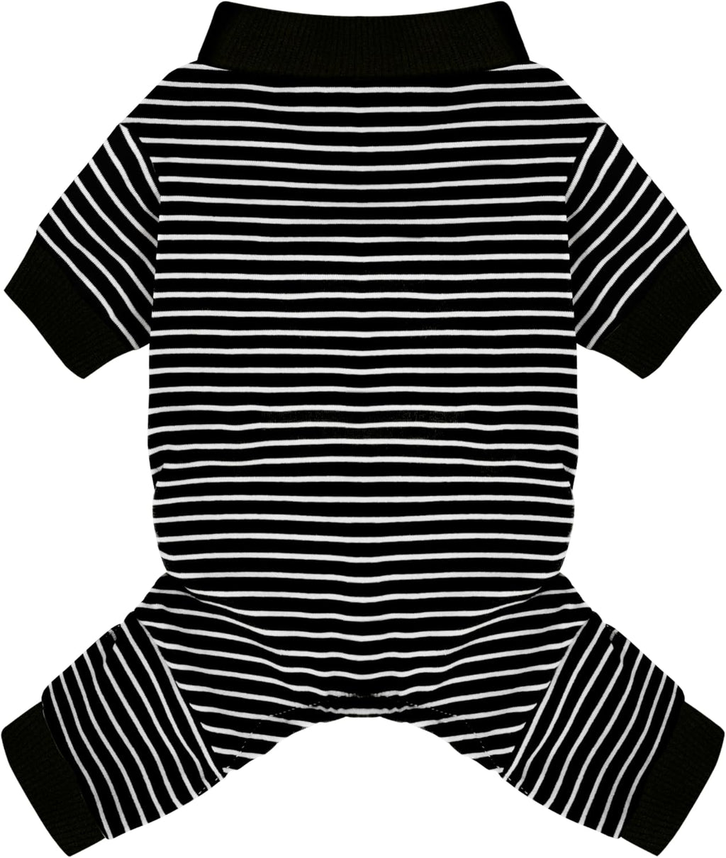 Paiaite Green Striped Dog Pajamas: 4-Legged Cotton Stretchable Jumpsuit Pjs - Lightweight Cozy Puppy Onesie Clothes, Comfortable Pet Sleepwear for Hair Shedding Coverage M - Image 10