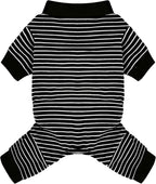 Paiaite Green Striped Dog Pajamas: 4-Legged Cotton Stretchable Jumpsuit Pjs - Lightweight Cozy Puppy Onesie Clothes, Comfortable Pet Sleepwear for Hair Shedding Coverage M - Image 10