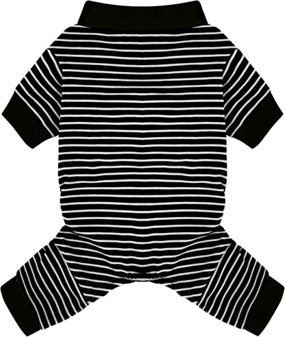 Paiaite Green Striped Dog Pajamas: 4-Legged Cotton Stretchable Jumpsuit Pjs - Lightweight Cozy Puppy Onesie Clothes, Comfortable Pet Sleepwear for Hair Shedding Coverage M - Image 10