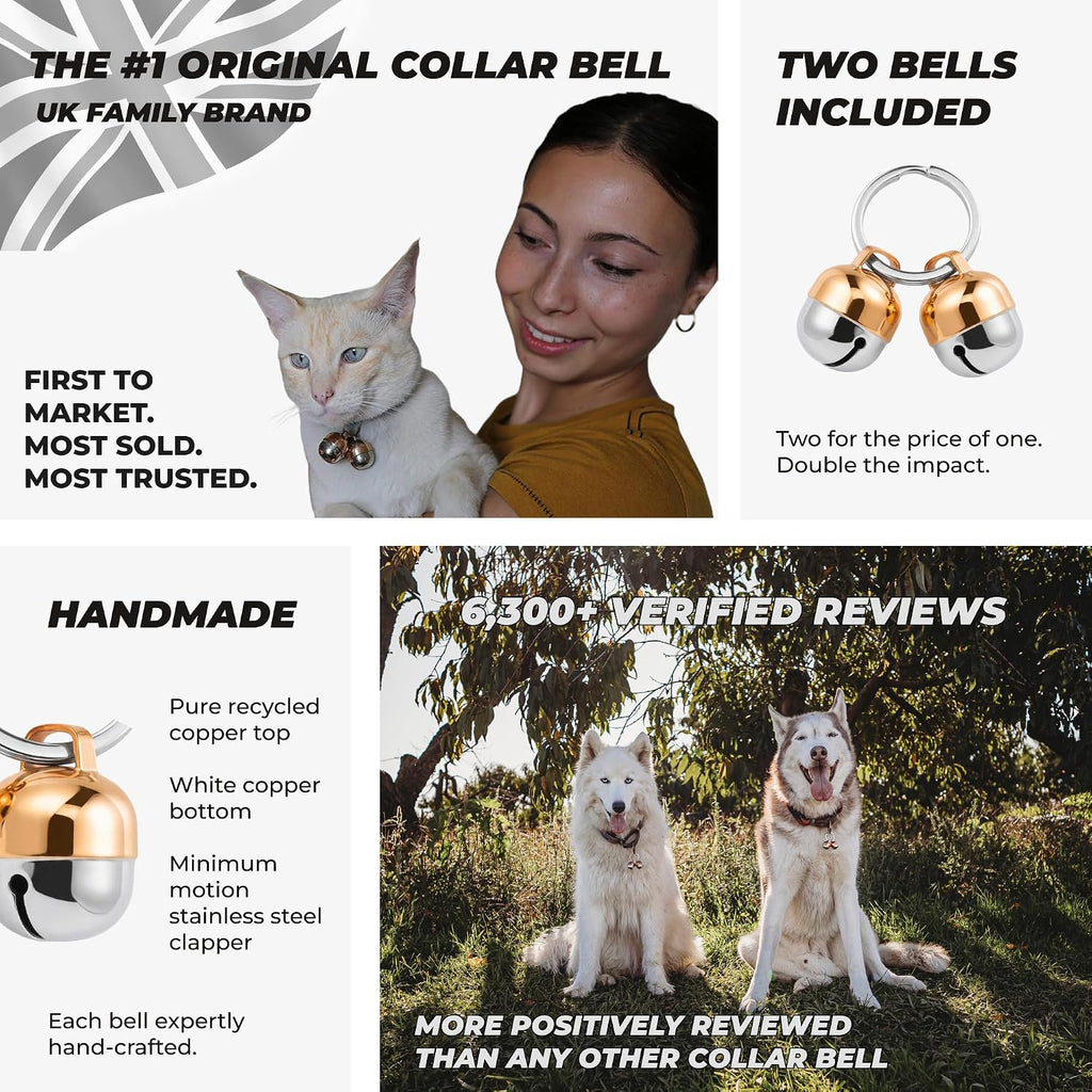 Beau's Bells premium pet tracker bells showing the stainless steel split ring attachment