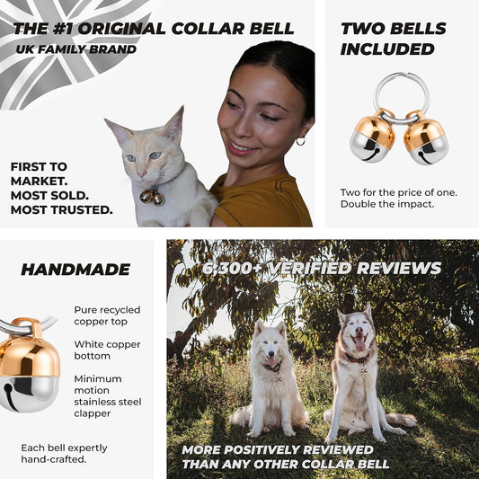 Beau's Bells premium pet tracker bells showing the stainless steel split ring attachment