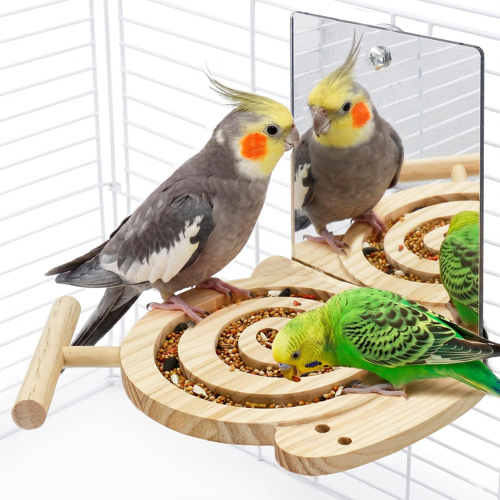 Jevnd natural wood bird toy complete setup