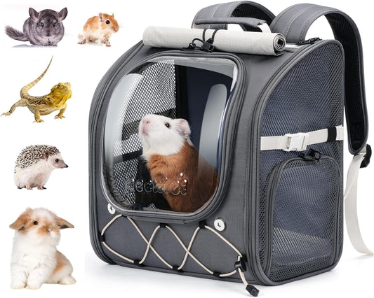 Pecute Small Pet Carrier, Breathable Bearded Dragon Carrier, with Transparent Bubble & Steel Frame, Safety Lock for Hamster, Rabbit, Guinea Pig, Parrot, Kitten, Puppy, Ideal for Travel/Vet Visits/Camp - Image 1
