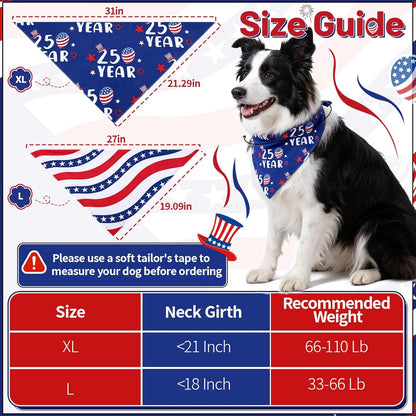 Two pack American flag dog bandanas for Independence Day