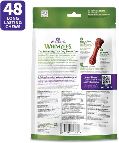Whimzees Wellness Brushzees Natural Dog Dental Treat, VOHC Accepted Chews, Freshens Breath, Extra-Small Size, 12.7 oz Bag, 48 Count - Image 9
