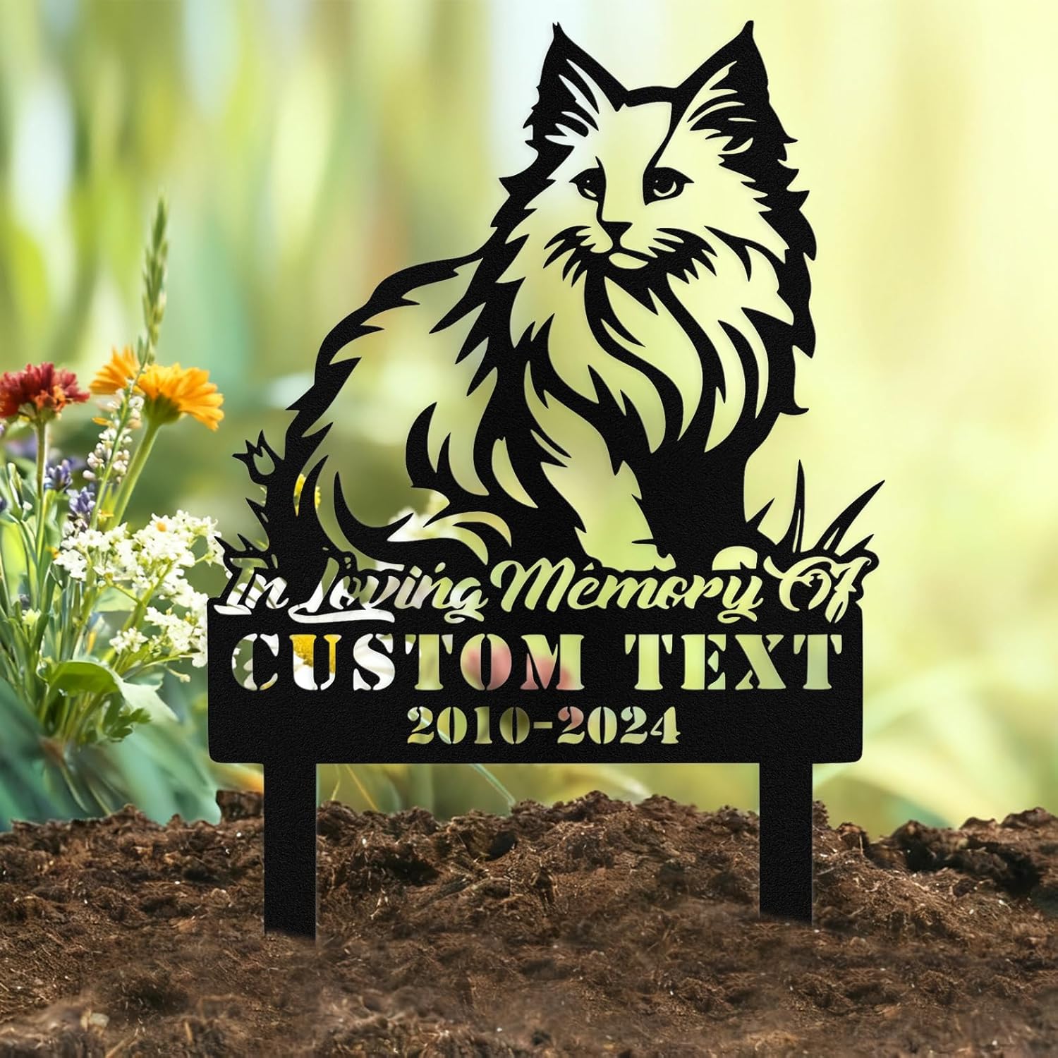 Custom Sleeping Cat Grave Marker Outdoor, Personalized Metal Cat Memorial Grave Stake with Name and Date, Outdoor Waterrproof Cats Memorial Plaque - Image 11