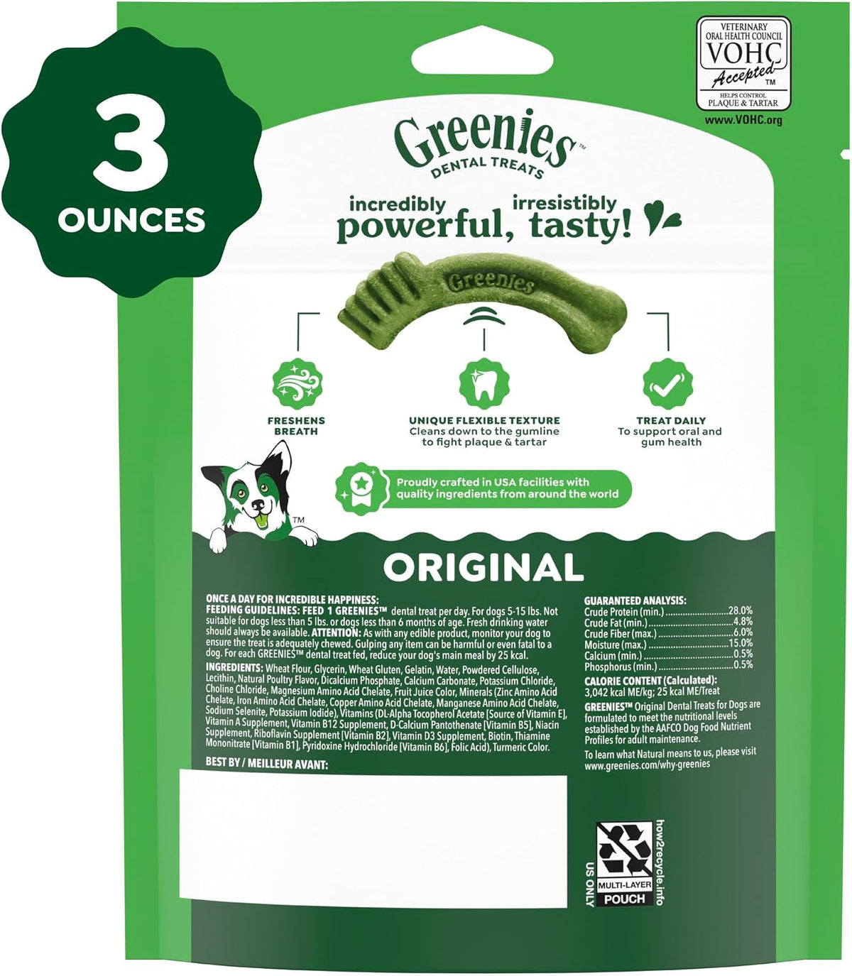 Greenies Veterinarian-Recommended Adult Natural Dental Dog Treats Teenie Size, Dog Dental Chews, Original Flavor, 3 oz. Pack, 11 Count - Image 10