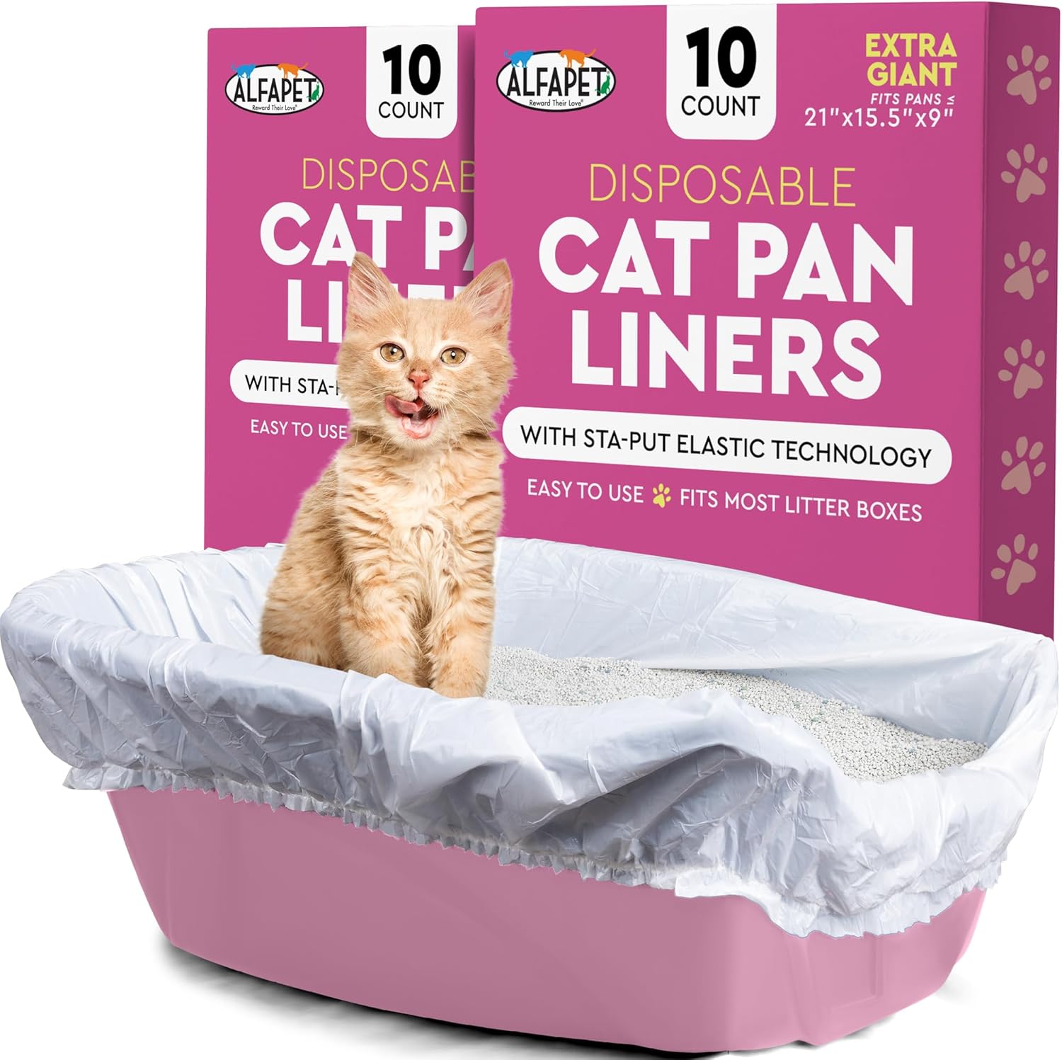 Alfapet Cat Litter Box Liners Large 12 Count - Tear-Resistant Cat Litter Bags - Waterproof Kitty Litter Liners - Fits Litterbox Pan Sizes Medium and Large, 31" x 17", 20 lb Capacity - Image 11
