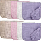 Arnzion 10 pack muslin burp cloths for baby girls front view