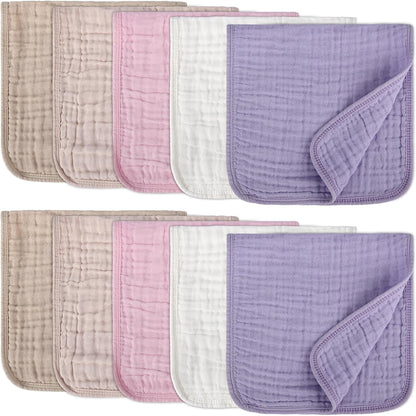 Arnzion 10 pack muslin burp cloths for baby girls front view