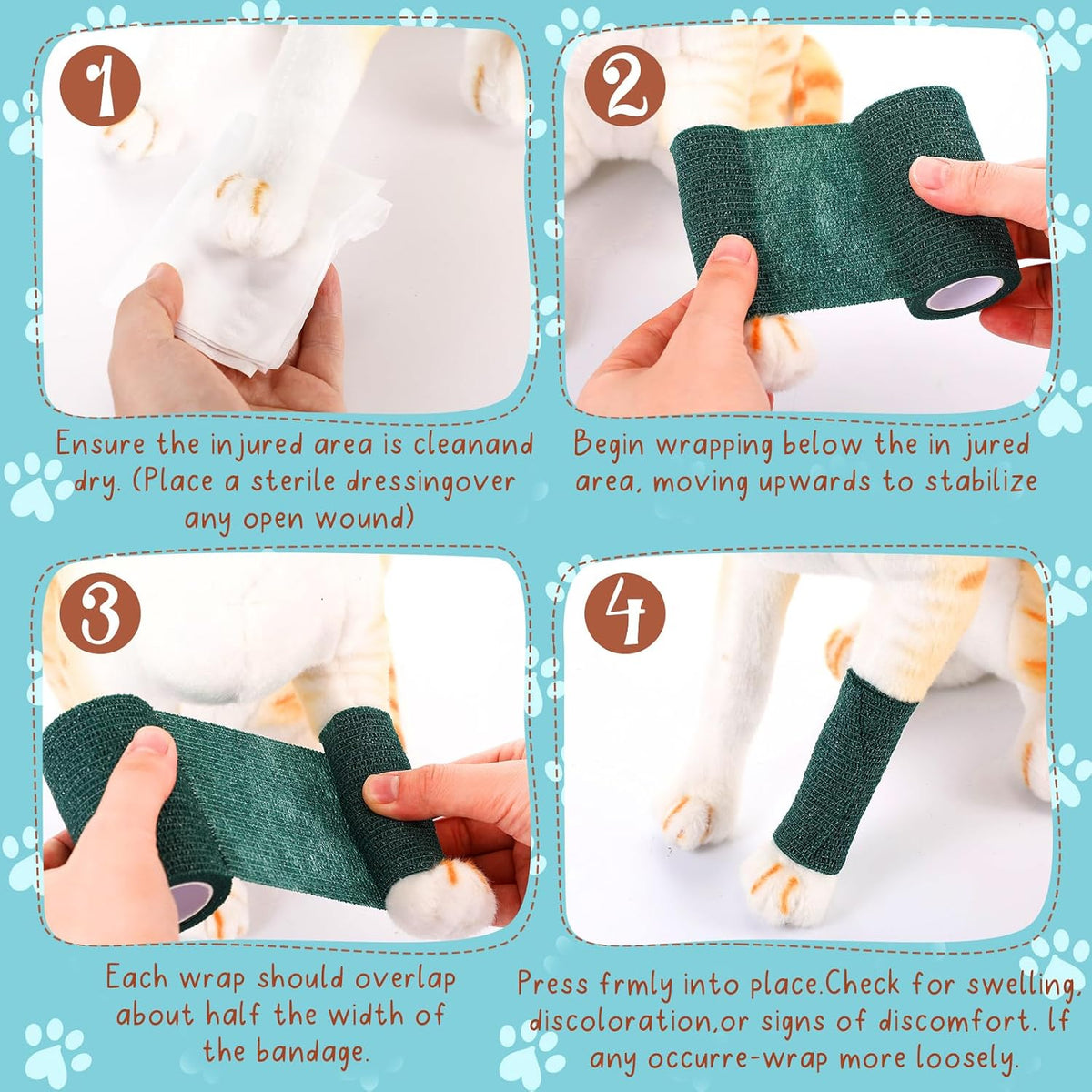 Threlaco no chew bandage wrap stack for pet first aid
