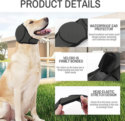 SJTYDX noise reducing dog snood protector during loud fireworks