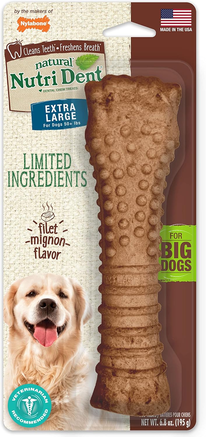Nylabone Nutri Dent Dog Dental Chews - Natural Dog Teeth Cleaning & Breath Freshener - Dental Treats for Dogs - Filet Mignon Flavor, Large (20 Count) - Image 11
