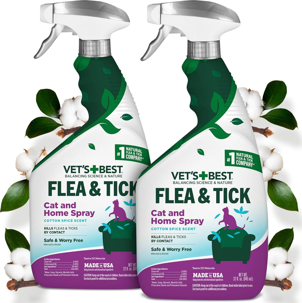 Vet's Best Natural Flea and Tick Home Spray for Cats - Natural Plant-Based Formula with Certified Essential Oils - Indoor Flea Treatment for Home Use - Safe and DEET-Free - 32 oz Bottle - Image 14