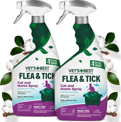 Vet's Best Flea & Tick Home Spray for Cats - Plant-Based Flea and Tick Treatment with Cotton Spice Scent - Gentle Flea Mist for Indoor Use - Made in USA Natural Cat Flea Control - 32 oz - Image 15
