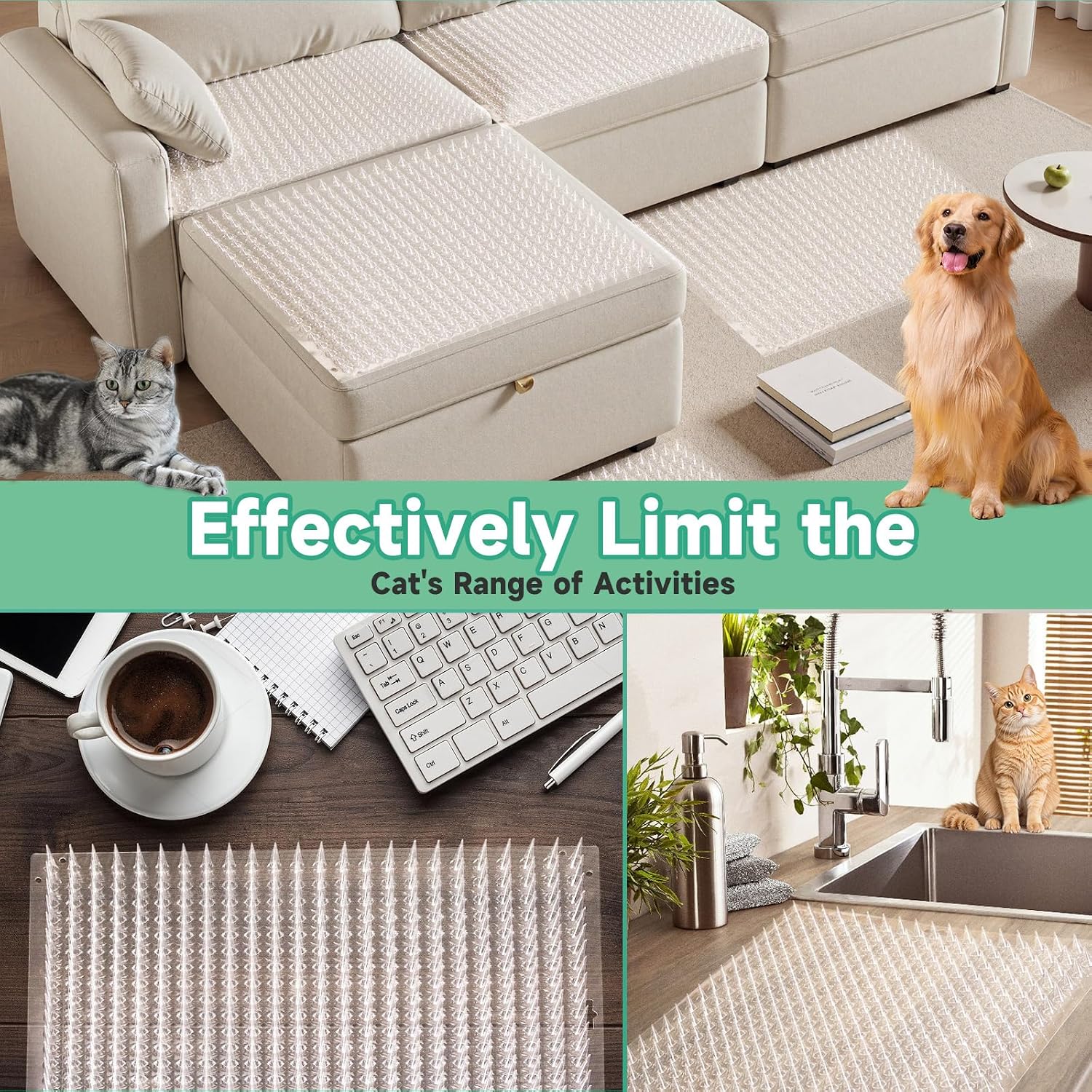 MZYC 12 pack cat repellent mats arranged for maximum coverage