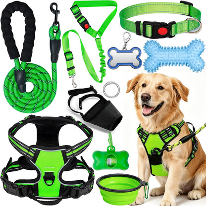 No Pull Dog Harness Adjustable Collar & Leash Set - Dog Halter Harnesses Collapsible Bowls & Poop Bag Dispenser Muzzle ID Tags Toys Fits Small Medium Large Dogs (Pink-M) - Image 11