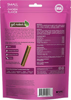 USA imported Get Naked grain free small puppy dental bones premium packaging close up.