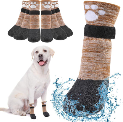 BEAUTYZOO 6 PCS Anti Slip Dog Boots & Paw Protectors for Hot Pavement to Prevent Licking,Waterproof Dog Shoes for Small Medium Large Senior Dogs, Grip Socks Rain Booties for Dogs Paws Outdoor Walking - Image 9