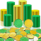 Catephe St Patricks Day gold and green coins front view party scatter