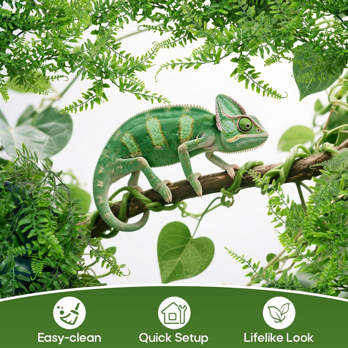 Rainflow 31.5 inch plastic terrarium plants for geckos and snakes