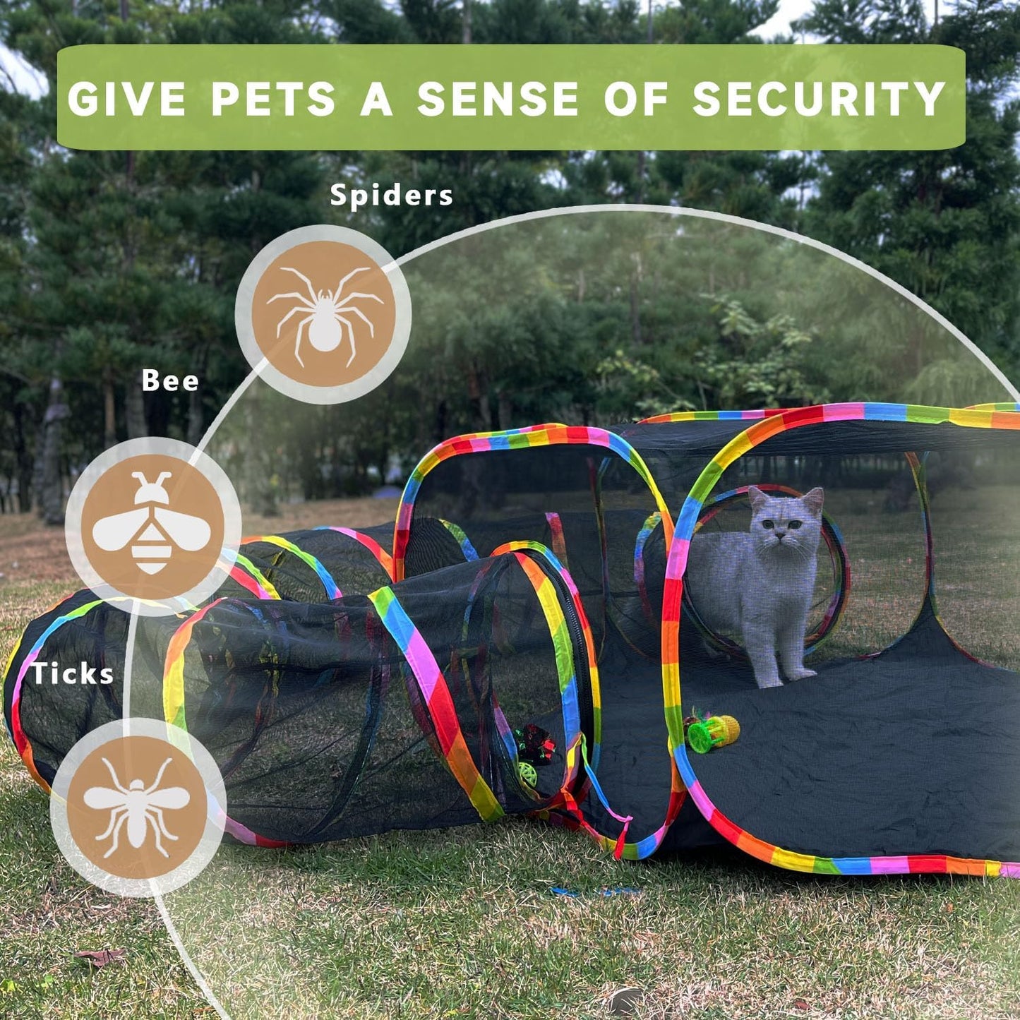 High density mesh circle playpen tunnel for small pets showing the breathable fabric details