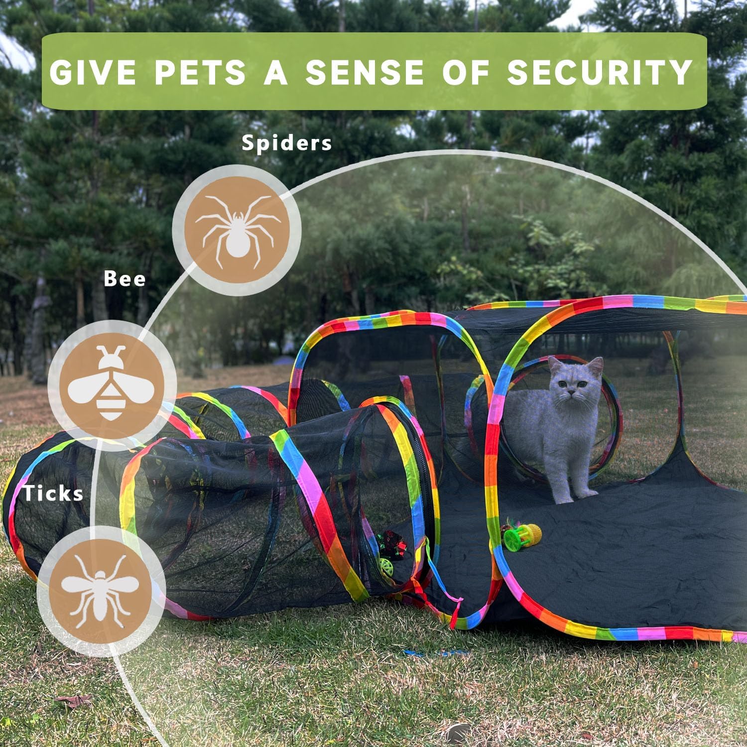 High density mesh circle playpen tunnel for small pets showing the breathable fabric details