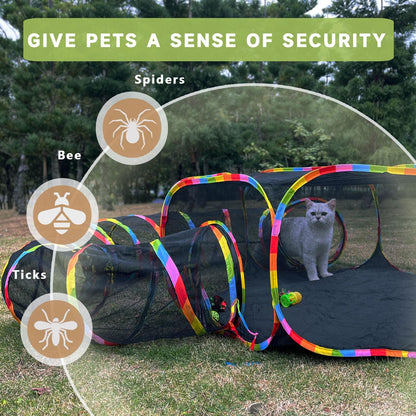 High density mesh circle playpen tunnel for small pets showing the breathable fabric details