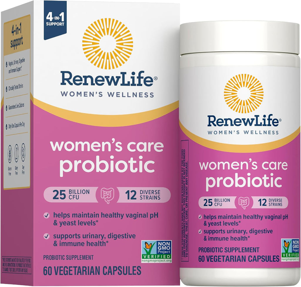 Renew Life Women's Probiotic vegetarian capsules close up