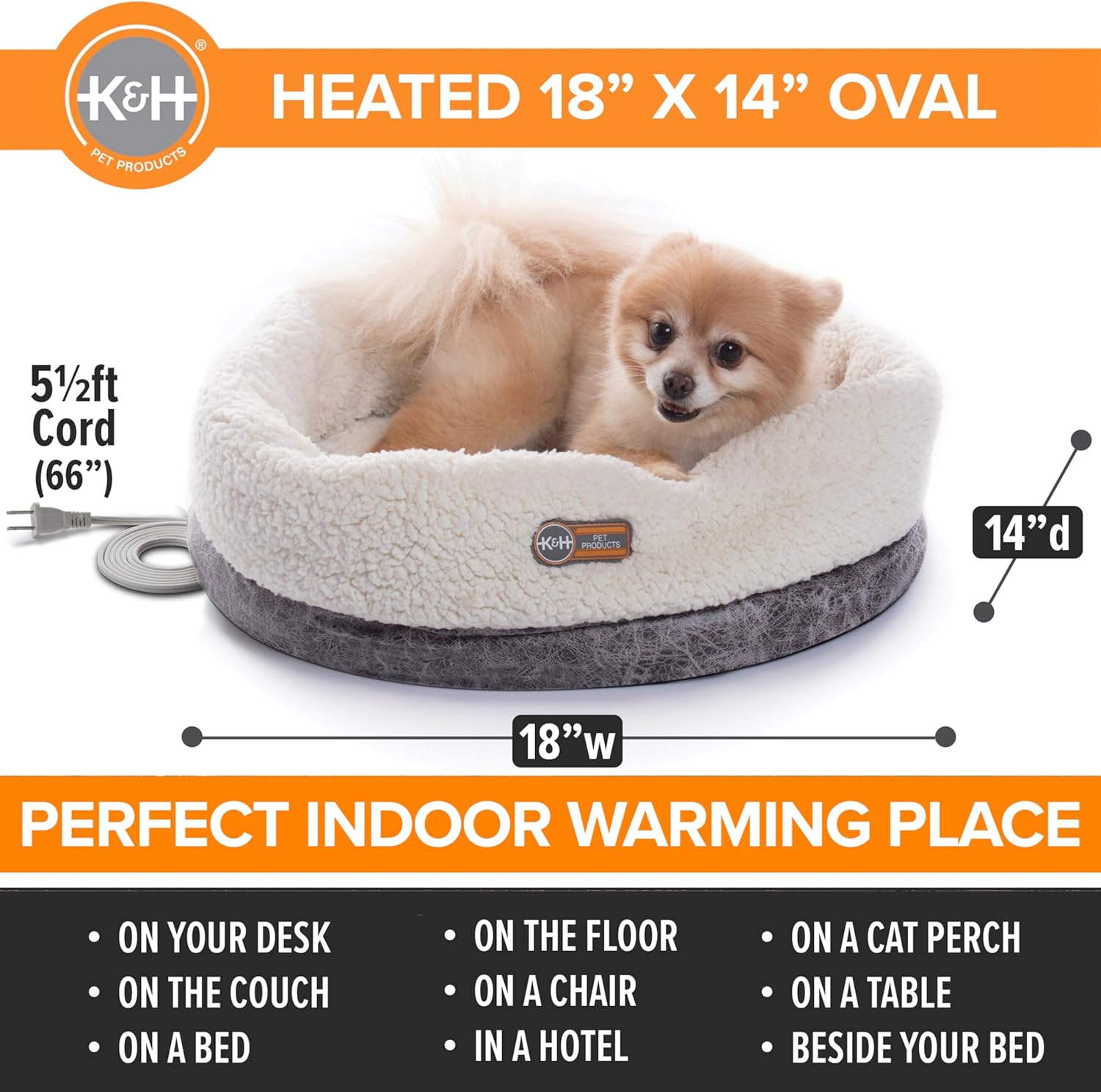 Close up of plush fabric on K&H heated cat bed