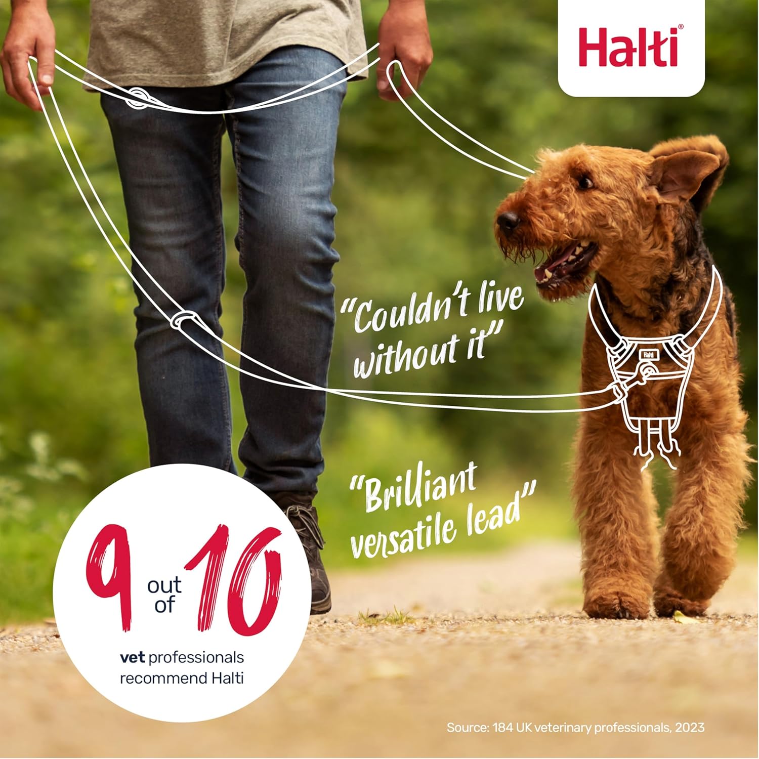 Premium weather resistant fabric texture of the Halti professional dog lead.