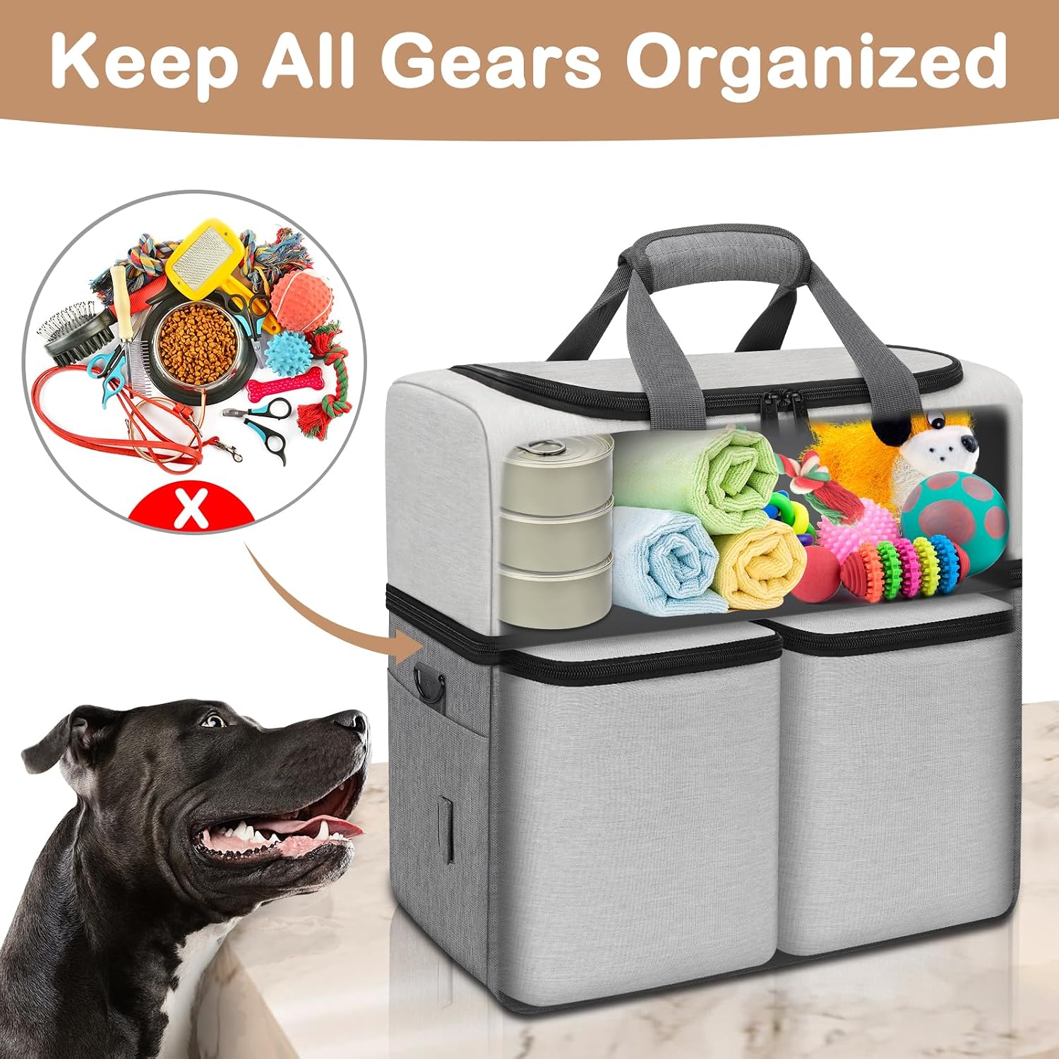 Two collapsible dog bowls and treat pouch set for outdoor travel