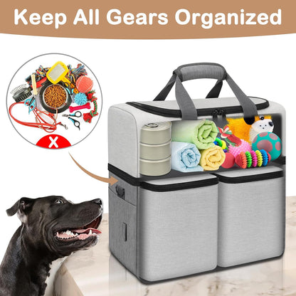 Two collapsible dog bowls and treat pouch set for outdoor travel